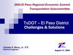 TxDOT El Paso District Challenges Solutions