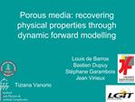 Porous media: recovering physical properties through dynamic forward modelling