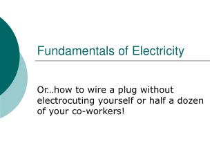 Fundamentals of Electricity