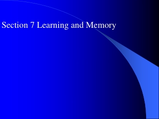 Section 7 Learning and Memory