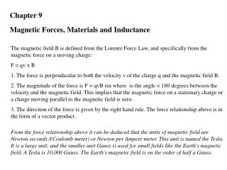 Chapter 9 Magnetic Forces, Materials and Inductance
