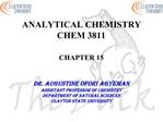 ANALYTICAL CHEMISTRY CHEM 3811 CHAPTER 15