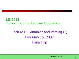 LIN6932 Topics in Computational Linguistics