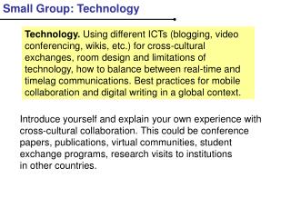 Small Group: Technology