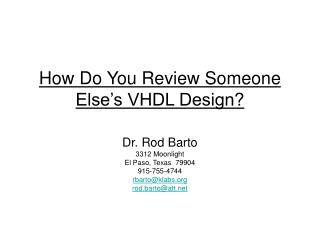 How Do You Review Someone Else’s VHDL Design?