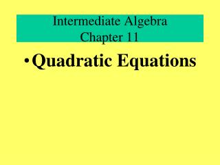 Intermediate Algebra Chapter 11