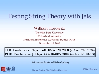 Testing String Theory with Jets