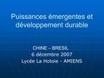 Puissances mergentes et d veloppement durable