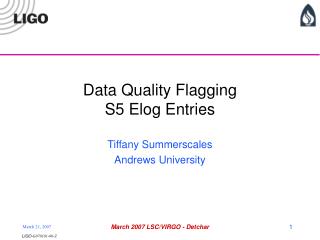 Data Quality Flagging S5 Elog Entries