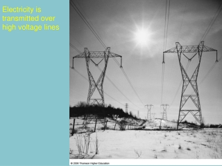 Electricity is transmitted over high voltage lines