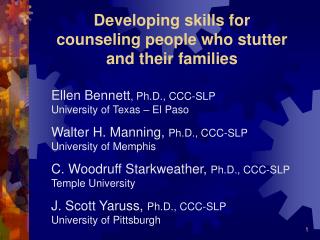 Developing skills for counseling people who stutter and their families