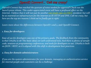 OpenID Connect… Call me crazy!