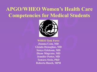 APGO/WHEO Women’s Health Care Competencies for Medical Students