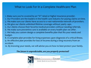What to Look For In a Complete Healthcare Plan