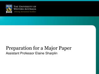 Preparation for a Major Paper