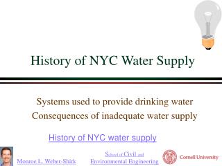 History of NYC Water Supply