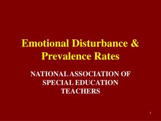 Emotional Disturbance & Prevalence Rates