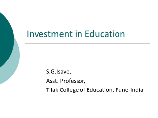 Investment in Education