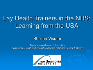 Lay Health Trainers in the NHS: Learning from the USA