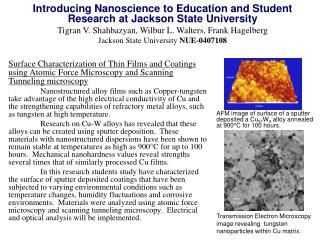 Introducing Nanoscience to Education and Student Research at Jackson State University