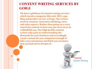 CONTENT WRITING SERVICES BY GOIGI