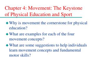 Chapter 4: Movement: The Keystone of Physical Education and Sport