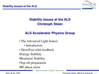 Stability Issues at the ALS
