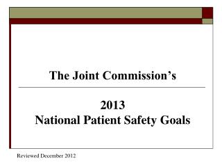 safety patient goals joint national commission powerpoint presentation ppt slideserve