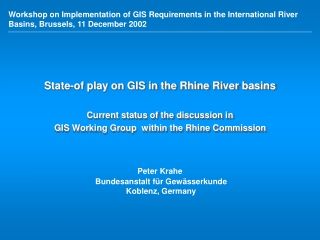 State-of play on GIS in the Rhine River basins Current status of the discussion in