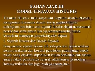 PPT - BAHAN AJAR III MODEL TINJAUAN HISTORIS PowerPoint Presentation ...