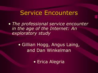 Service Encounters