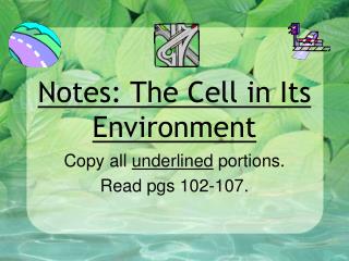 Notes: The Cell in Its Environment