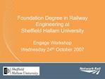 Foundation Degree in Railway Engineering at Sheffield Hallam University