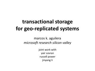 transactional storage for geo-replicated systems