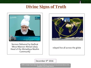 Sermon Delivered by Hadhrat Mirza Masroor Ahmad (aba); Head of the Ahmadiyya Muslim Community