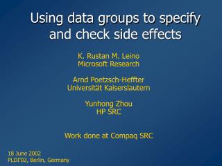 Using data groups to specify and check side effects