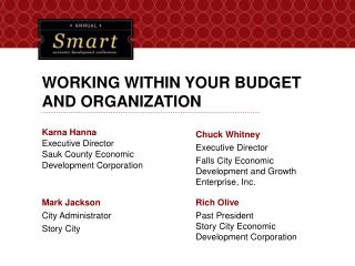 WORKING WITHIN YOUR BUDGET AND ORGANIZATION