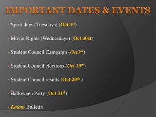 Important Dates & Events