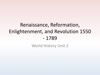 Renaissance, Reformation, Enlightenment, and Revolution 1550 - 1789