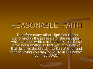 REASONABLE FAITH