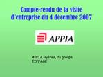 Compte-rendu de la visite d entreprise du 4 d cembre 2007