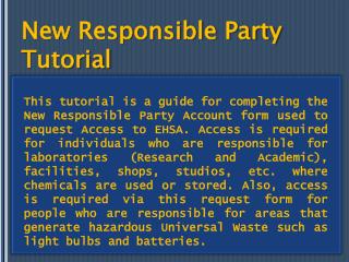 New Responsible Party Tutorial