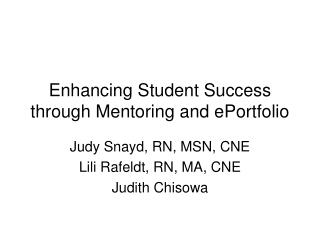 Enhancing Student Success through Mentoring and ePortfolio