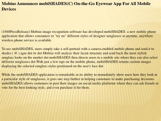 mobius announces mobishades(c) on-the-go eyewear app for all