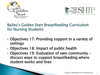 Bailey’s Golden Start Breastfeeding Curriculum for Nursing Students