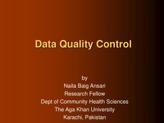 Data Quality Control