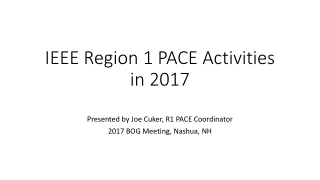 IEEE Region 1 PACE Activities in 2017