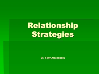 Relationship Strategies Dr. Tony Alessandra