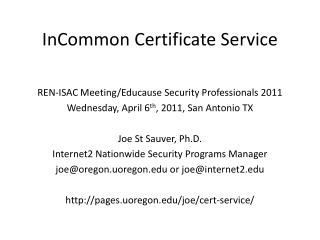 InCommon Certificate Service