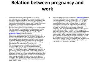 Relation between pregnancy and work